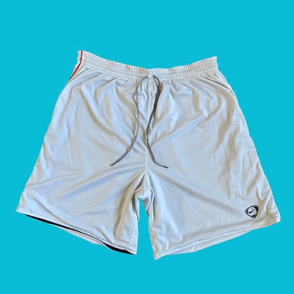 Nike Shorts Reversible VTG White/Blue Activewear 8" Inseam Embroidery Men Sz L?
